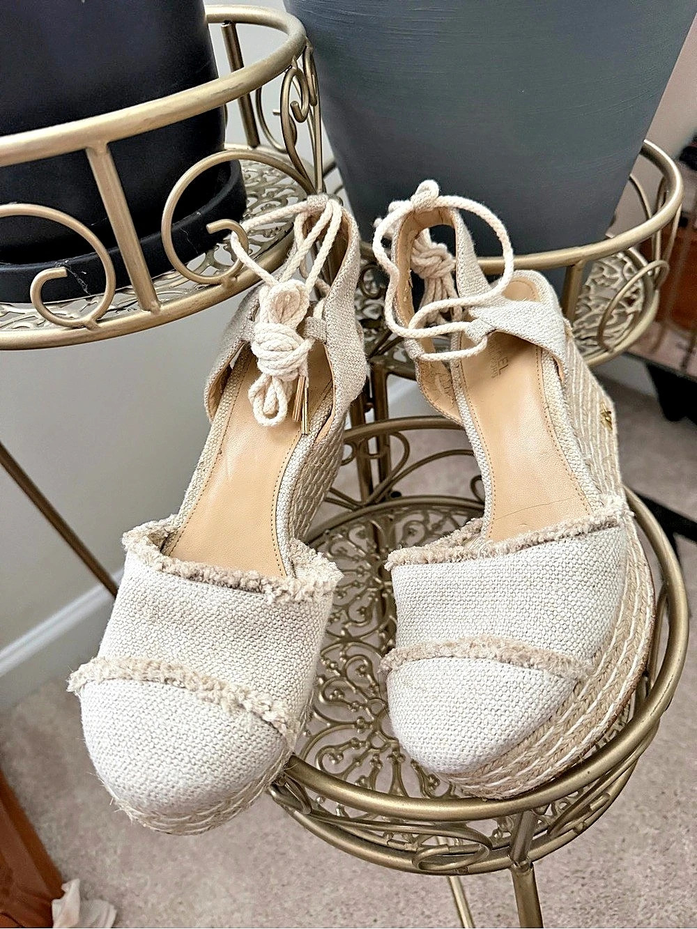 Michael Kors Espadrille Wedge Sandals in Cream